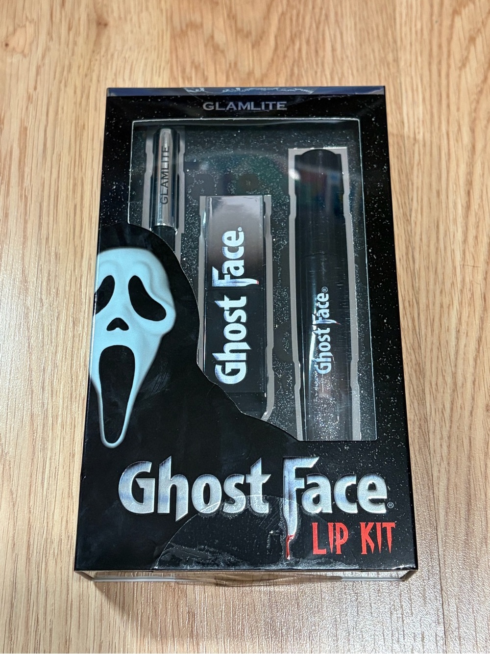 Glamlite Ghost Face Lip Kit 3-Piece Set w/ Lip Liner, Lipstick & Gloss NIB RARE!